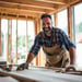 man working happy renovation