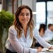 woman at work in casual office setting
